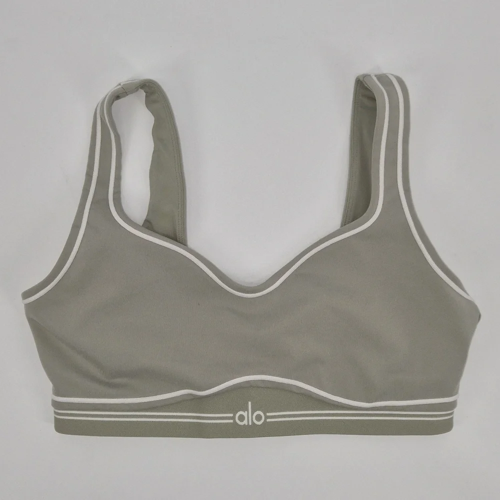 Alo Yoga Airbrush Heart Throb Bra Limestone Medium - Picture 2 of 8